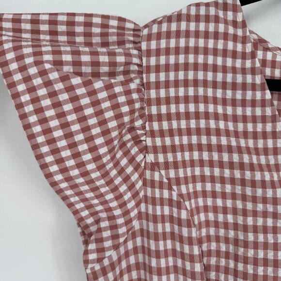 NWT Pleione Women's Puff Sleeve Dress Size 1X Shoulder Ruffle Checkered - Picture 6 of 14